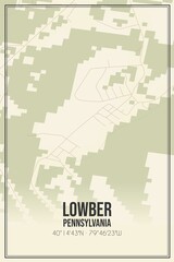 Retro US city map of Lowber, Pennsylvania. Vintage street map.