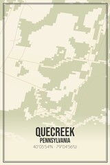Retro US city map of Quecreek, Pennsylvania. Vintage street map.