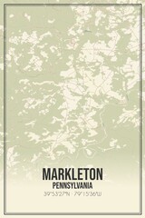 Retro US city map of Markleton, Pennsylvania. Vintage street map.