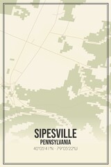 Retro US city map of Sipesville, Pennsylvania. Vintage street map.