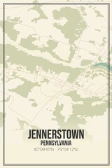 Retro US city map of Jennerstown, Pennsylvania. Vintage street map.