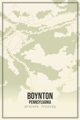 Retro US city map of Boynton, Pennsylvania. Vintage street map.