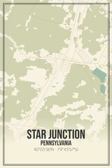 Retro US city map of Star Junction, Pennsylvania. Vintage street map.