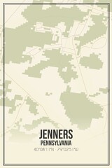 Retro US city map of Jenners, Pennsylvania. Vintage street map.