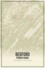 Retro US city map of Bedford, Pennsylvania. Vintage street map.