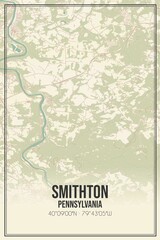 Retro US city map of Smithton, Pennsylvania. Vintage street map.
