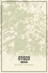 Retro US city map of Otisco, Indiana. Vintage street map.