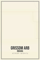 Retro US city map of Grissom Arb, Indiana. Vintage street map.