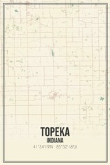 Retro US city map of Topeka, Indiana. Vintage street map.