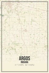 Retro US city map of Argos, Indiana. Vintage street map.