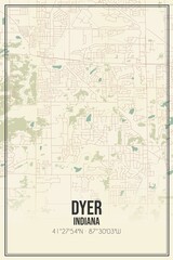 Retro US city map of Dyer, Indiana. Vintage street map.