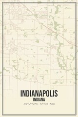 Retro US city map of Indianapolis, Indiana. Vintage street map.