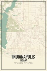 Obraz premium Retro US city map of Indianapolis, Indiana. Vintage street map.