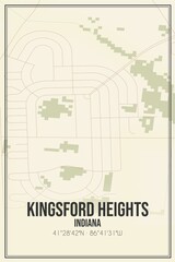 Retro US city map of Kingsford Heights, Indiana. Vintage street map.