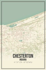 Retro US city map of Chesterton, Indiana. Vintage street map.