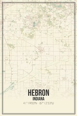 Fototapeta premium Retro US city map of Hebron, Indiana. Vintage street map.