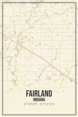 Retro US city map of Fairland, Indiana. Vintage street map.