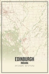 Retro US city map of Edinburgh, Indiana. Vintage street map.