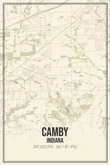 Retro US city map of Camby, Indiana. Vintage street map.