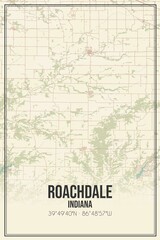 Retro US city map of Roachdale, Indiana. Vintage street map.