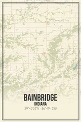 Retro US city map of Bainbridge, Indiana. Vintage street map.