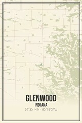 Retro US city map of Glenwood, Indiana. Vintage street map.