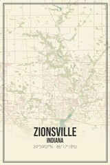 Fototapeta na wymiar Retro US city map of Zionsville, Indiana. Vintage street map.