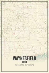 Retro US city map of Waynesfield, Ohio. Vintage street map.