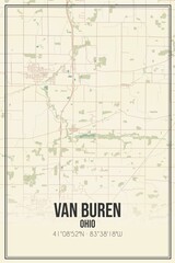 Retro US city map of Van Buren, Ohio. Vintage street map.