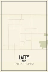 Retro US city map of Latty, Ohio. Vintage street map.