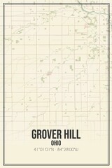 Retro US city map of Grover Hill, Ohio. Vintage street map.