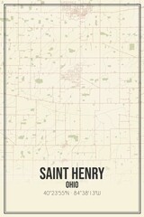 Retro US city map of Saint Henry, Ohio. Vintage street map.