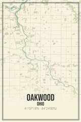 Retro US city map of Oakwood, Ohio. Vintage street map.
