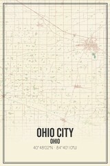 Retro US city map of Ohio City, Ohio. Vintage street map.