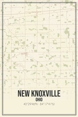 Retro US city map of New Knoxville, Ohio. Vintage street map.