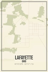 Retro US city map of Lafayette, Ohio. Vintage street map.
