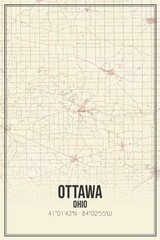 Obraz premium Retro US city map of Ottawa, Ohio. Vintage street map.