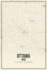 Retro US city map of Ottawa, Ohio. Vintage street map.