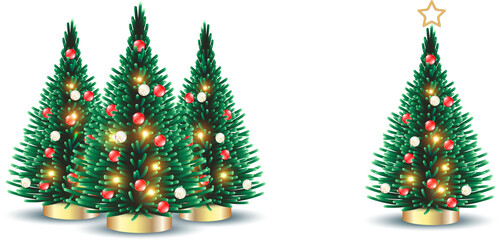 christmas and new year decoration pine tree isolated on blank background PNG