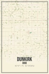 Retro US city map of Dunkirk, Ohio. Vintage street map.