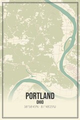 Retro US city map of Portland, Ohio. Vintage street map.