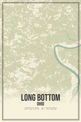 Retro US city map of Long Bottom, Ohio. Vintage street map.