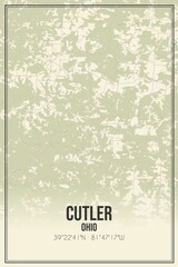 Retro US city map of Cutler, Ohio. Vintage street map.