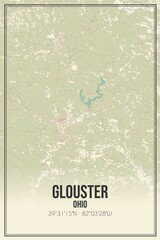 Retro US city map of Glouster, Ohio. Vintage street map.