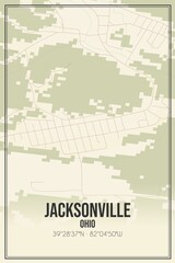 Retro US city map of Jacksonville, Ohio. Vintage street map.
