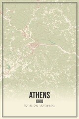 Retro US city map of Athens, Ohio. Vintage street map. - obrazy, fototapety, plakaty