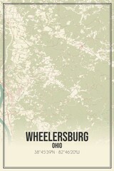Retro US city map of Wheelersburg, Ohio. Vintage street map.