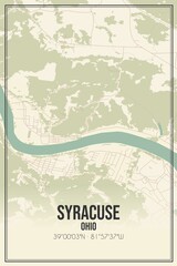 Retro US city map of Syracuse, Ohio. Vintage street map.