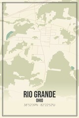Retro US city map of Rio Grande, Ohio. Vintage street map.