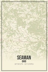 Retro US city map of Seaman, Ohio. Vintage street map.